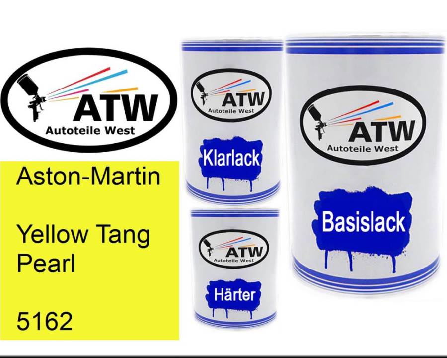 Aston-Martin, Yellow Tang Pearl, 5162: 500ml Lackdose + 500ml Klarlack + 250ml Härter - Set, von ATW Autoteile West.